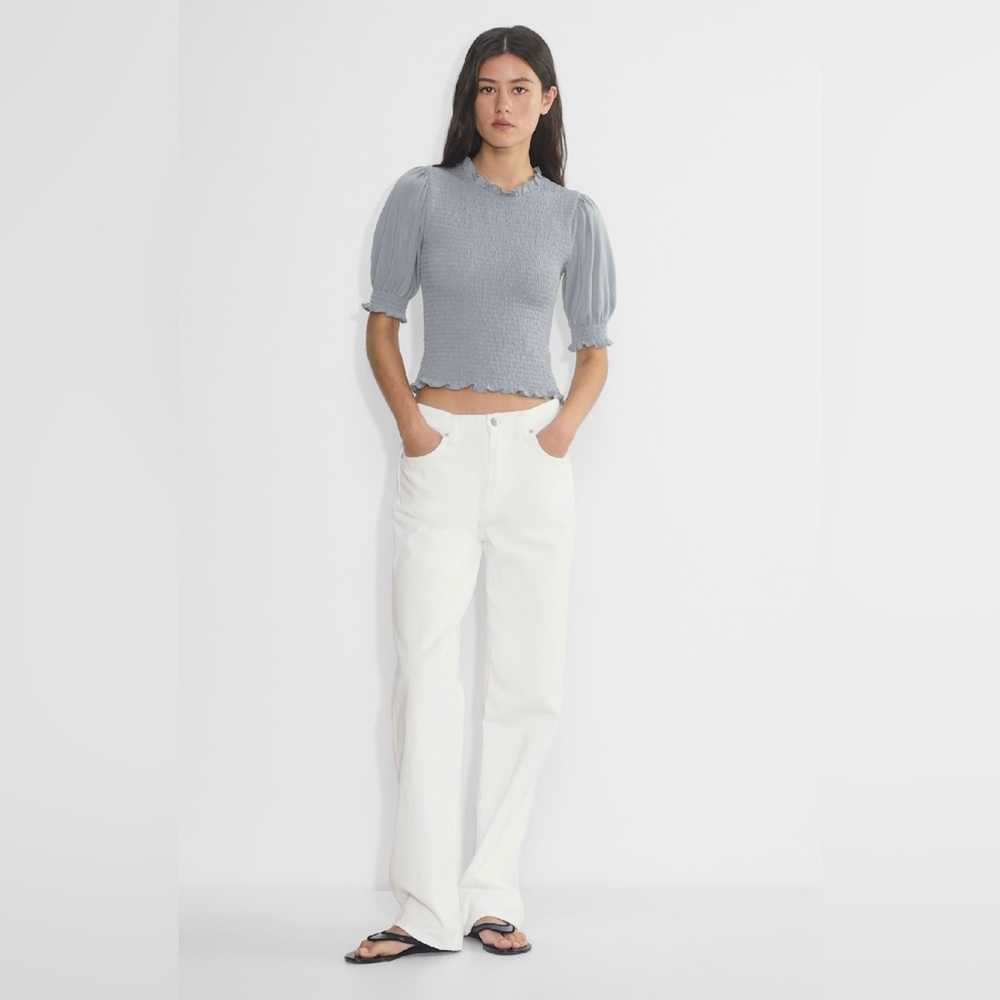 Wilfred Aritzia GoodLux Carino Smocked Top Size Large
